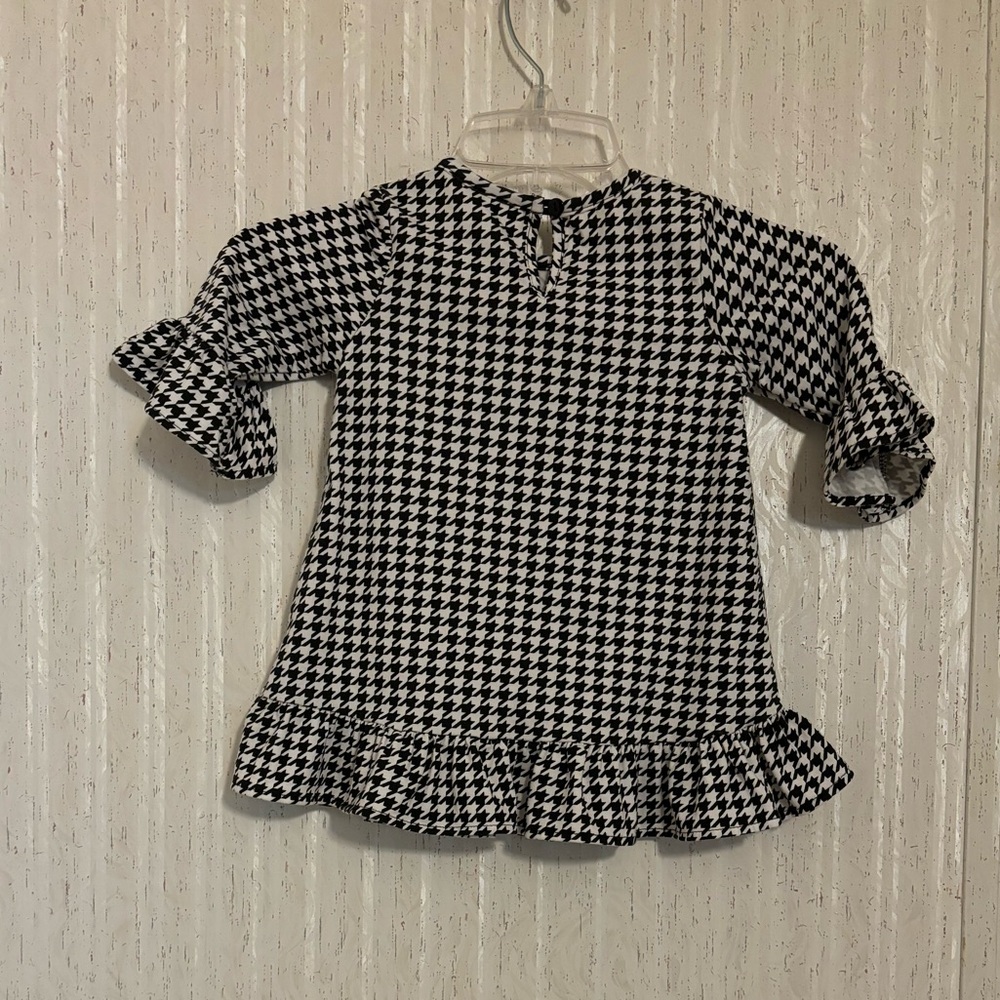 Rare Editions Black and White Houndstooth Dress with Red Accents - Picture 2 of 2